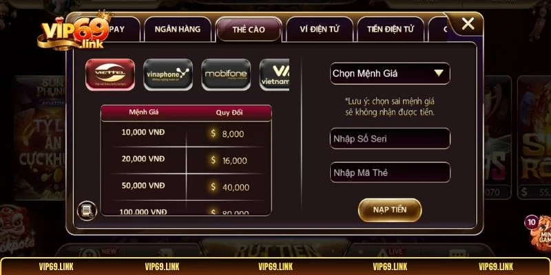 Những nhà cái nạp tiền bằng card điện thoại